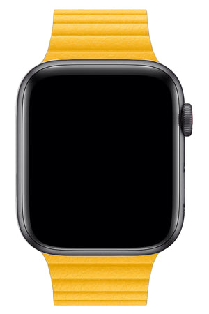 Apple Watch Uyumlu Deri Loop Kordon Sarı  bikordon