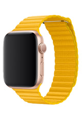 Apple Watch Uyumlu Deri Loop Kordon Sarı