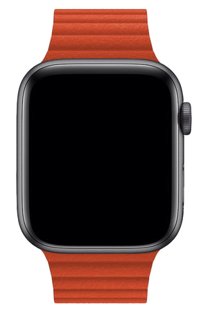 Apple Watch Compatible Leather Loop Band Orange