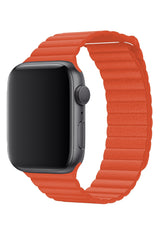 Apple Watch Uyumlu Deri Loop Kordon Turuncu
