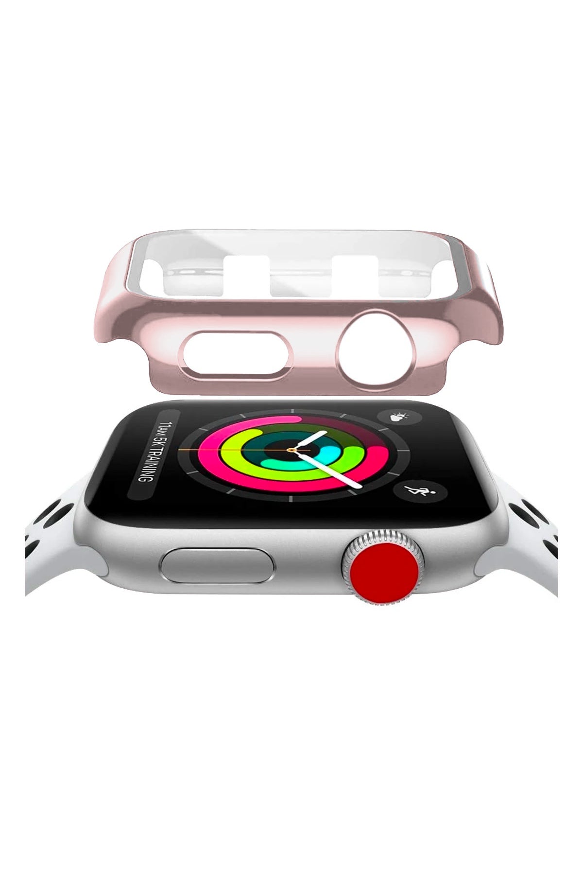 Apple Watch Uyumlu Ekran Koruyucu Rose Renkli Kasa  bikordon