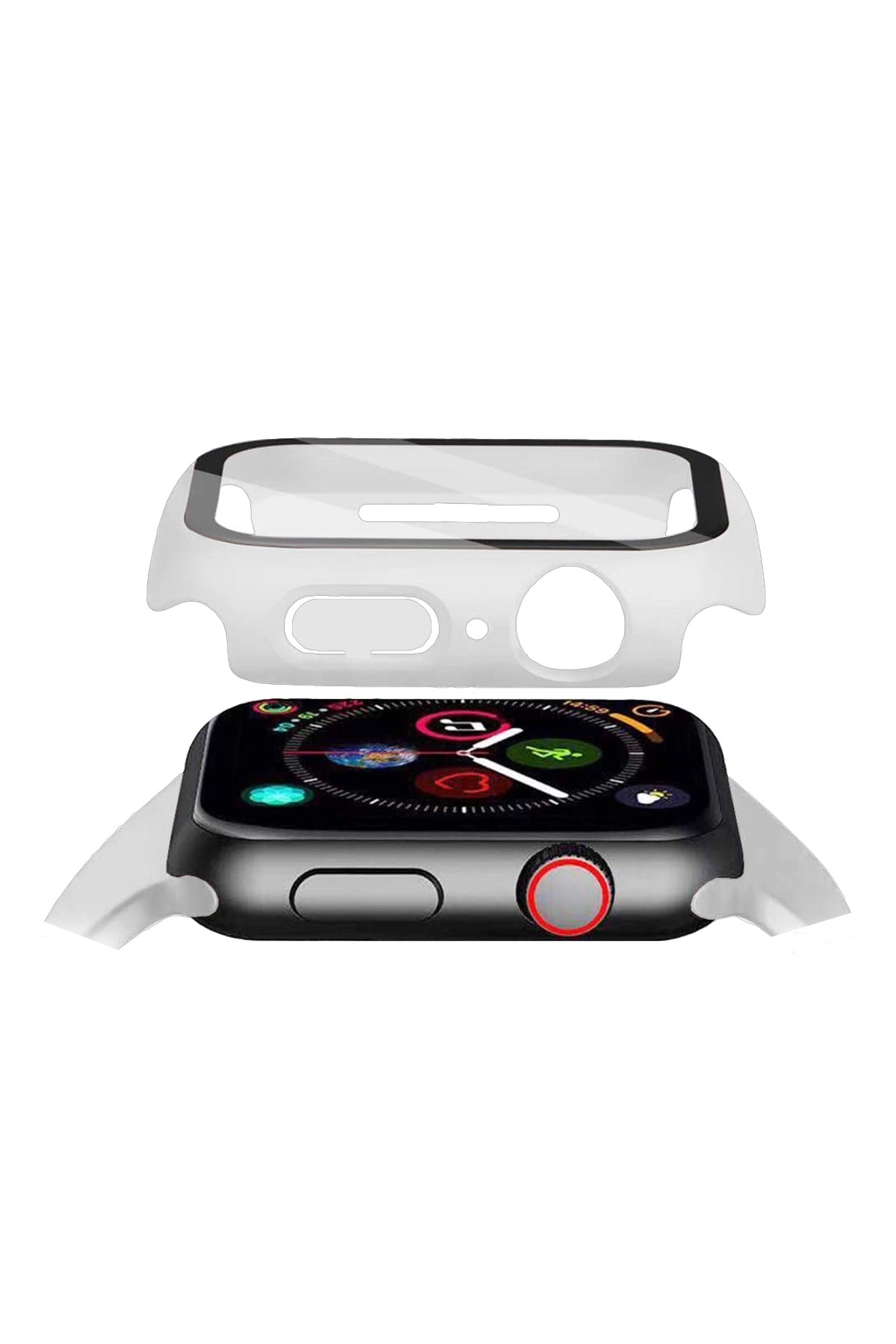 Apple Watch Uyumlu Ekran Koruyucu Beyaz Renkli Kasa  bikordon
