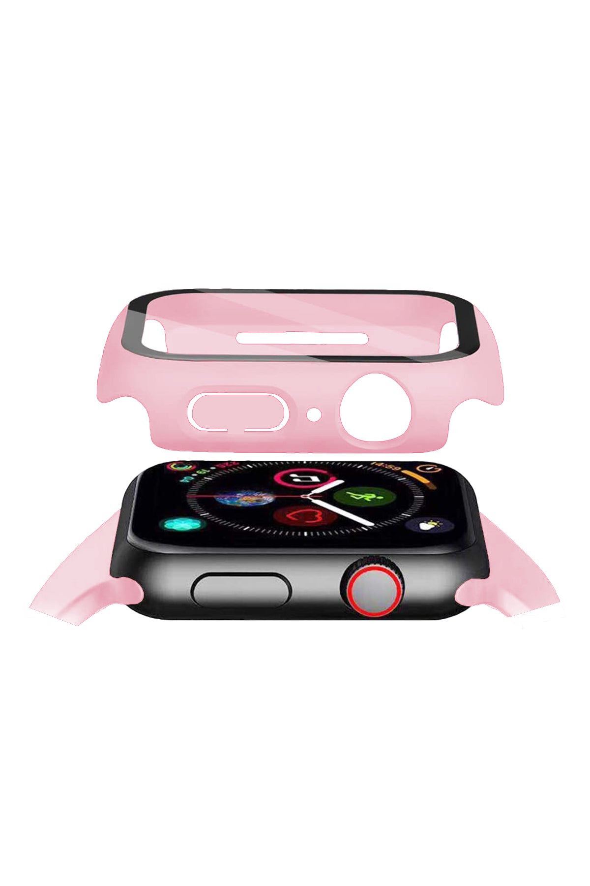 Apple Watch Uyumlu Ekran Koruyucu Ciklet Pembe Renkli Kasa  bikordon
