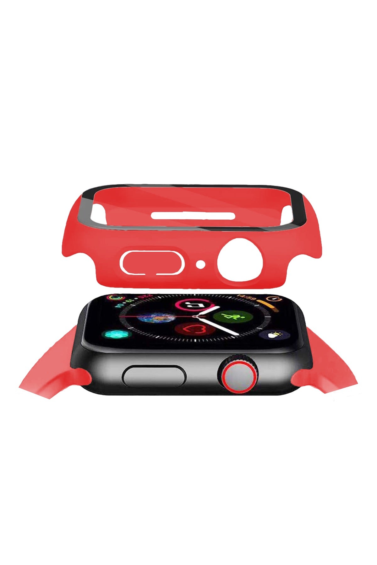 Apple Watch Uyumlu Ekran Koruyucu Kırmızı Renkli Kasa