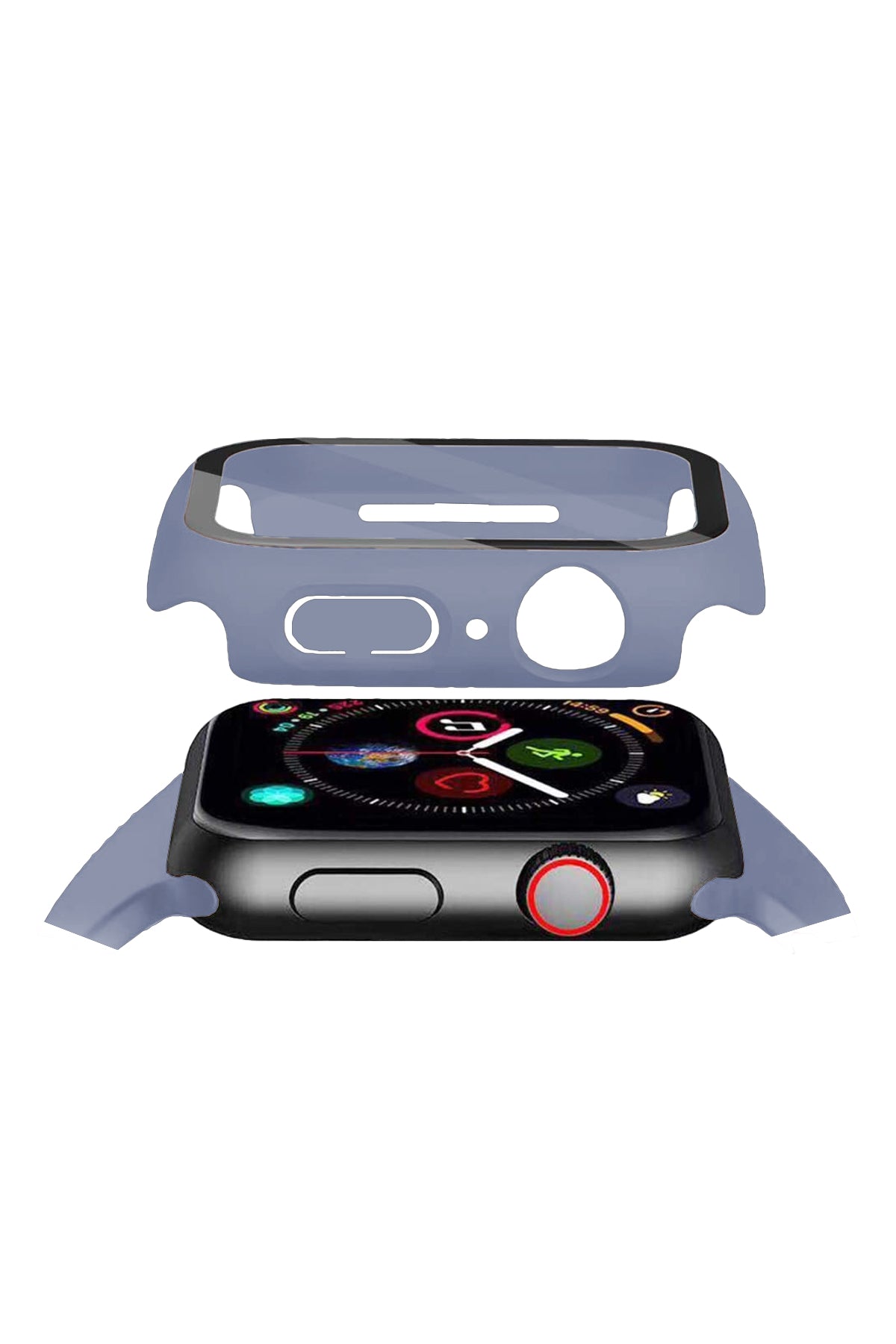 Apple Watch Uyumlu Ekran Koruyucu Lavanta Gri Renkli Kasa  bikordon