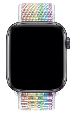 Apple Watch Compatible Sport Loop Band White Rainbow 