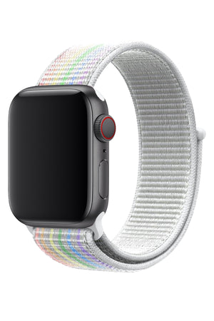 Apple Watch Uyumlu Spor Loop Kordon Beyaz Gökkuşağı  bikordon