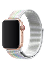 Apple Watch Uyumlu Spor Loop Kordon Beyaz Gökkuşağı