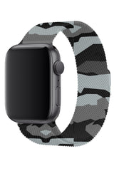 Apple Watch Uyumlu Çelik Milano Loop Kamuflaj Gri