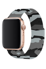 Apple Watch Uyumlu Çelik Milano Loop Kamuflaj Gri