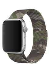 Apple Watch Uyumlu Çelik Milano Loop Kamuflaj Yeşil