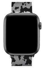 Apple Watch Uyumlu Çelik Milano Loop Kamuflaj Siyah Beyaz
