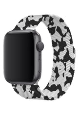Apple Watch Uyumlu Çelik Milano Loop Kamuflaj Siyah Beyaz