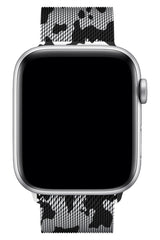 Apple Watch Uyumlu Çelik Milano Loop Kamuflaj Siyah Beyaz