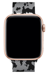 Apple Watch Uyumlu Çelik Milano Loop Kamuflaj Siyah Beyaz