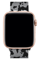 Apple Watch Uyumlu Çelik Milano Loop Kamuflaj Siyah Beyaz