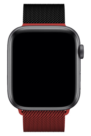Apple Watch Uyumlu Metal Milano Loop Kömür Kırmızı  bikordon