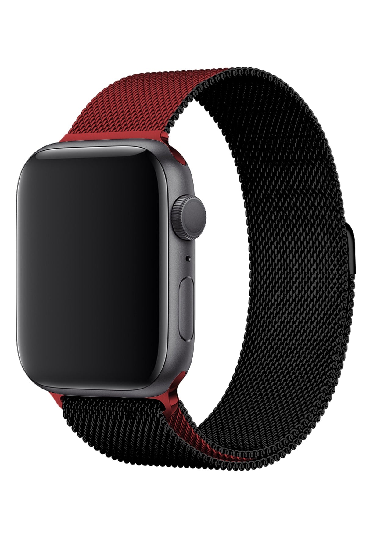 Apple Watch Uyumlu Metal Milano Loop Kömür Kırmızı  bikordon