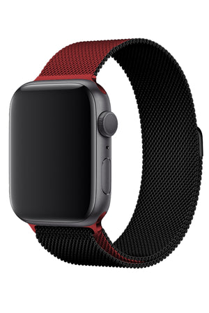 Apple Watch Uyumlu Metal Milano Loop Kömür Kırmızı  bikordon