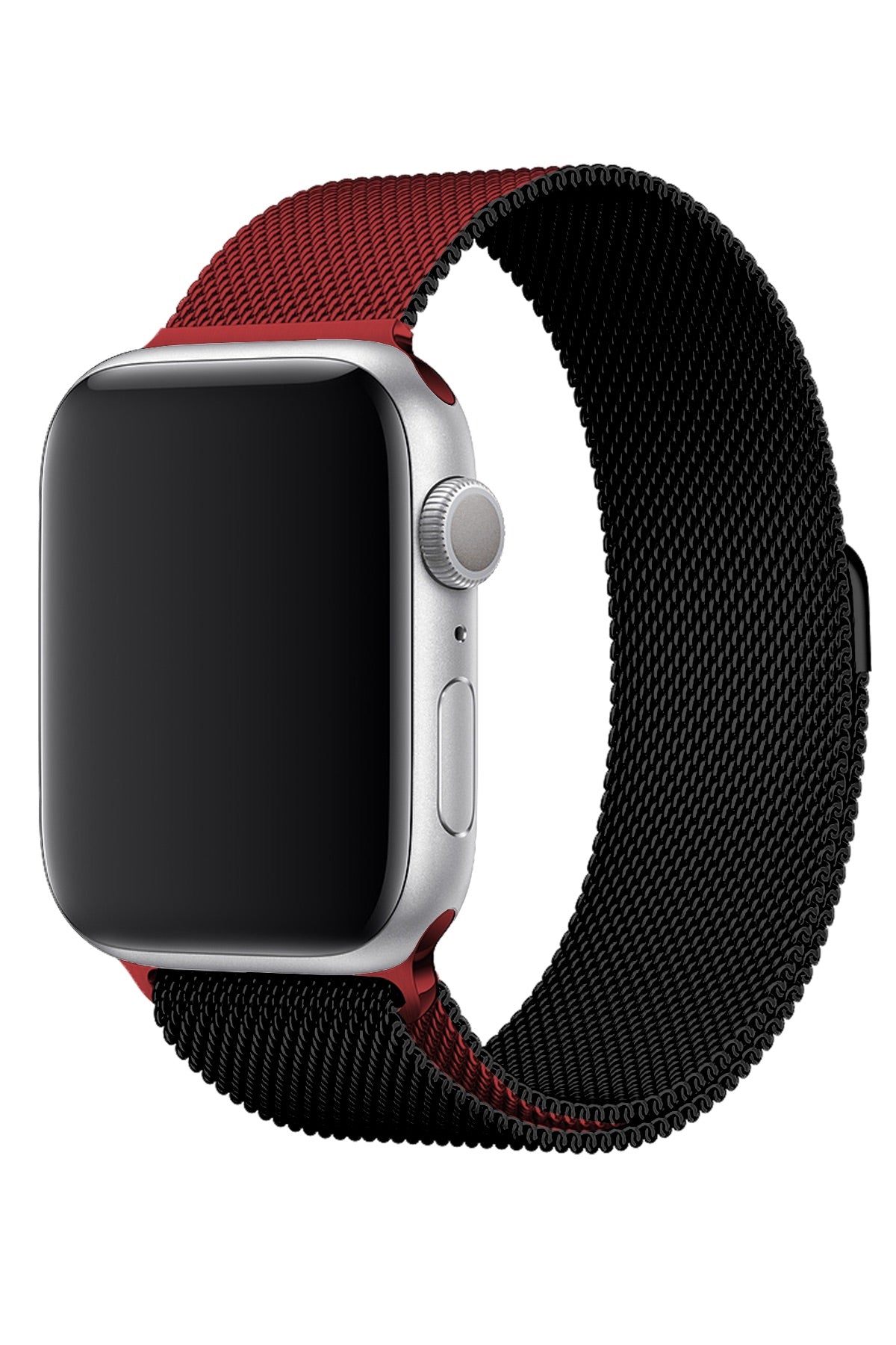 Apple Watch Uyumlu Metal Milano Loop Kömür Kırmızı  bikordon
