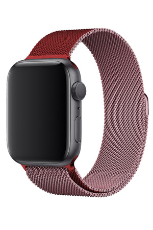 Apple Watch Uyumlu Metal Milano Loop Rose Red  bikordon