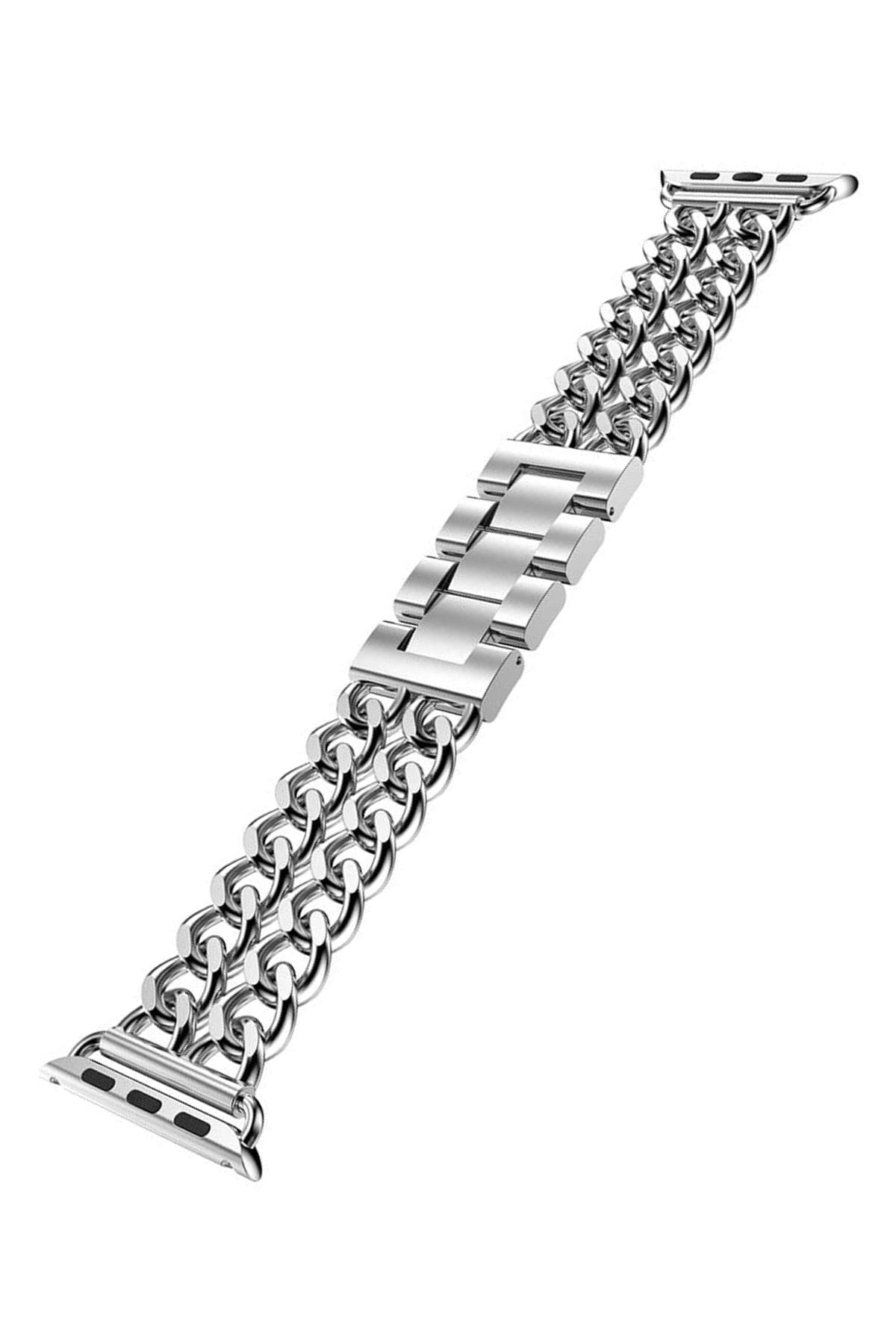 Apple Watch Compatible Steel Chain Loop Band Silver Gray 