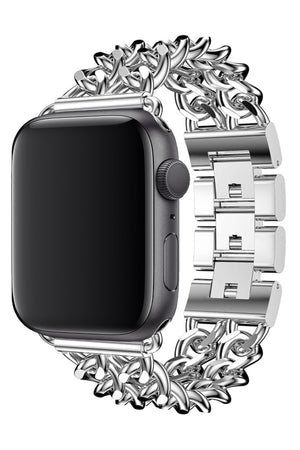 Apple Watch Compatible Steel Chain Loop Band Silver Gray 