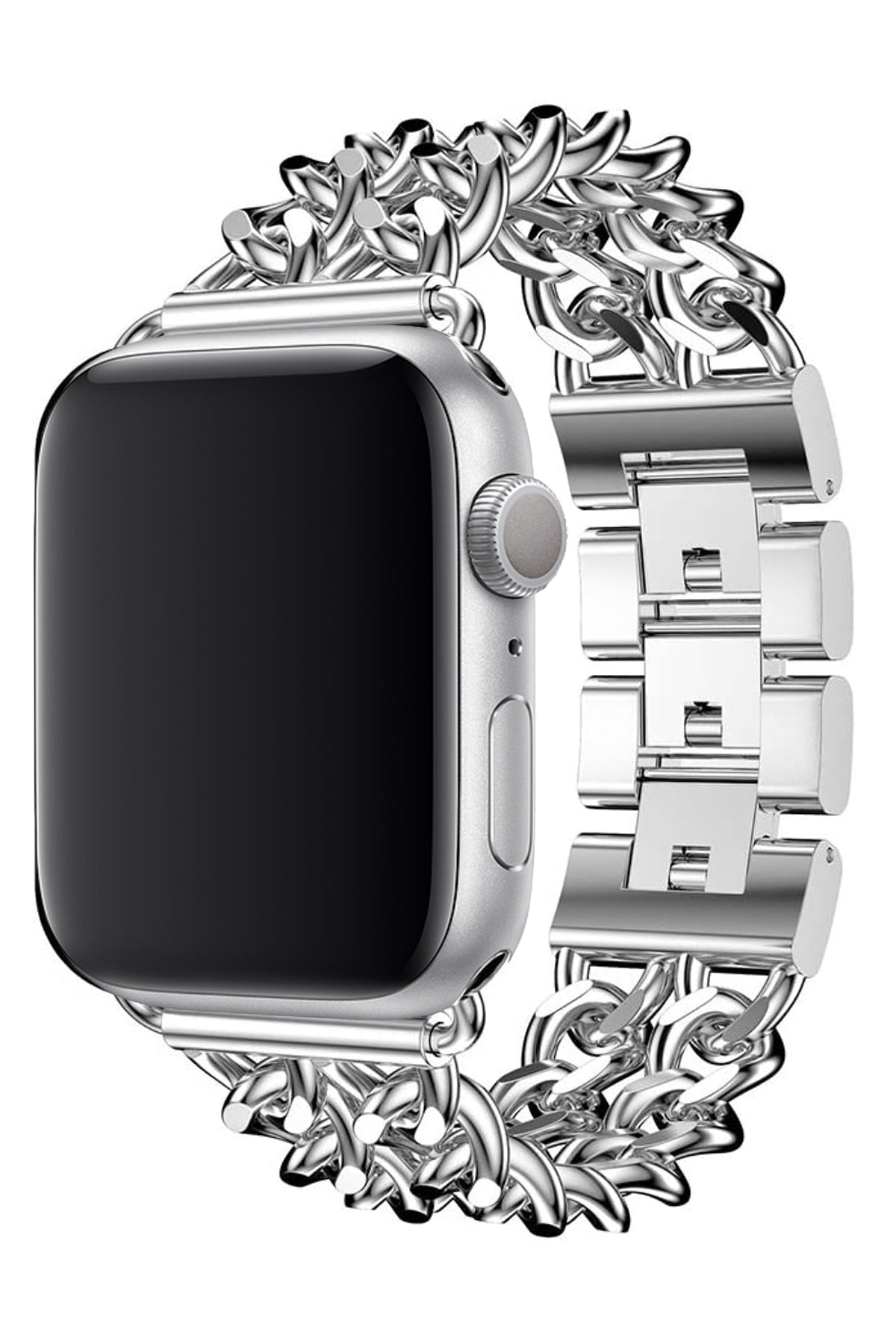 Apple Watch Uyumlu Çelik Zincir Loop Kordon Gümüş Gri  bikordon