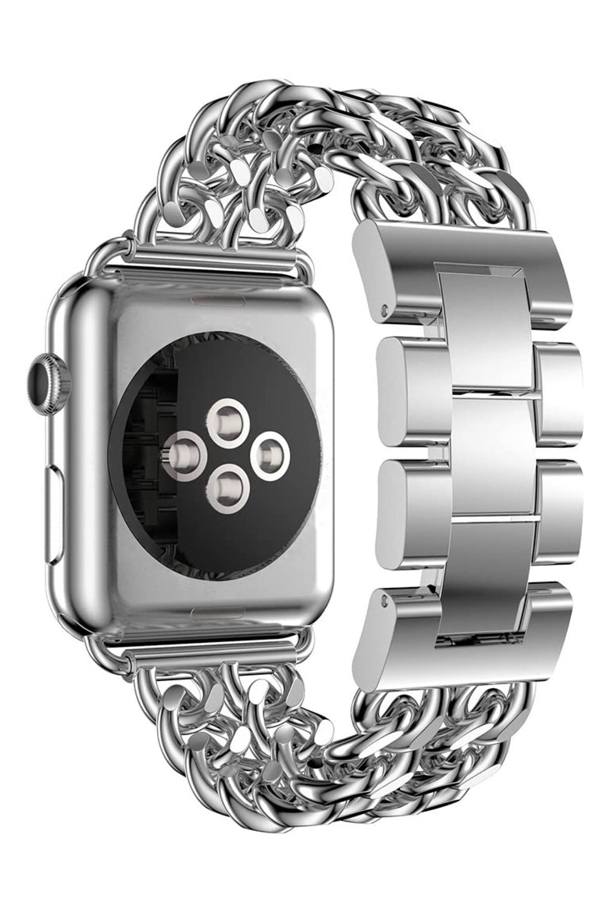 Apple Watch Uyumlu Çelik Zincir Loop Kordon Gümüş Gri  bikordon
