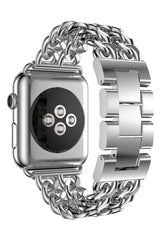 Apple Watch Compatible Steel Chain Loop Band Silver Gray 