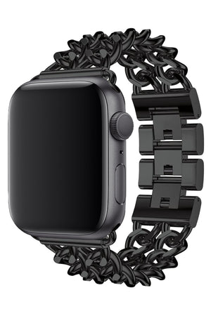 Apple Watch Uyumlu Çelik Zincir Loop Kordon Siyah  bikordon