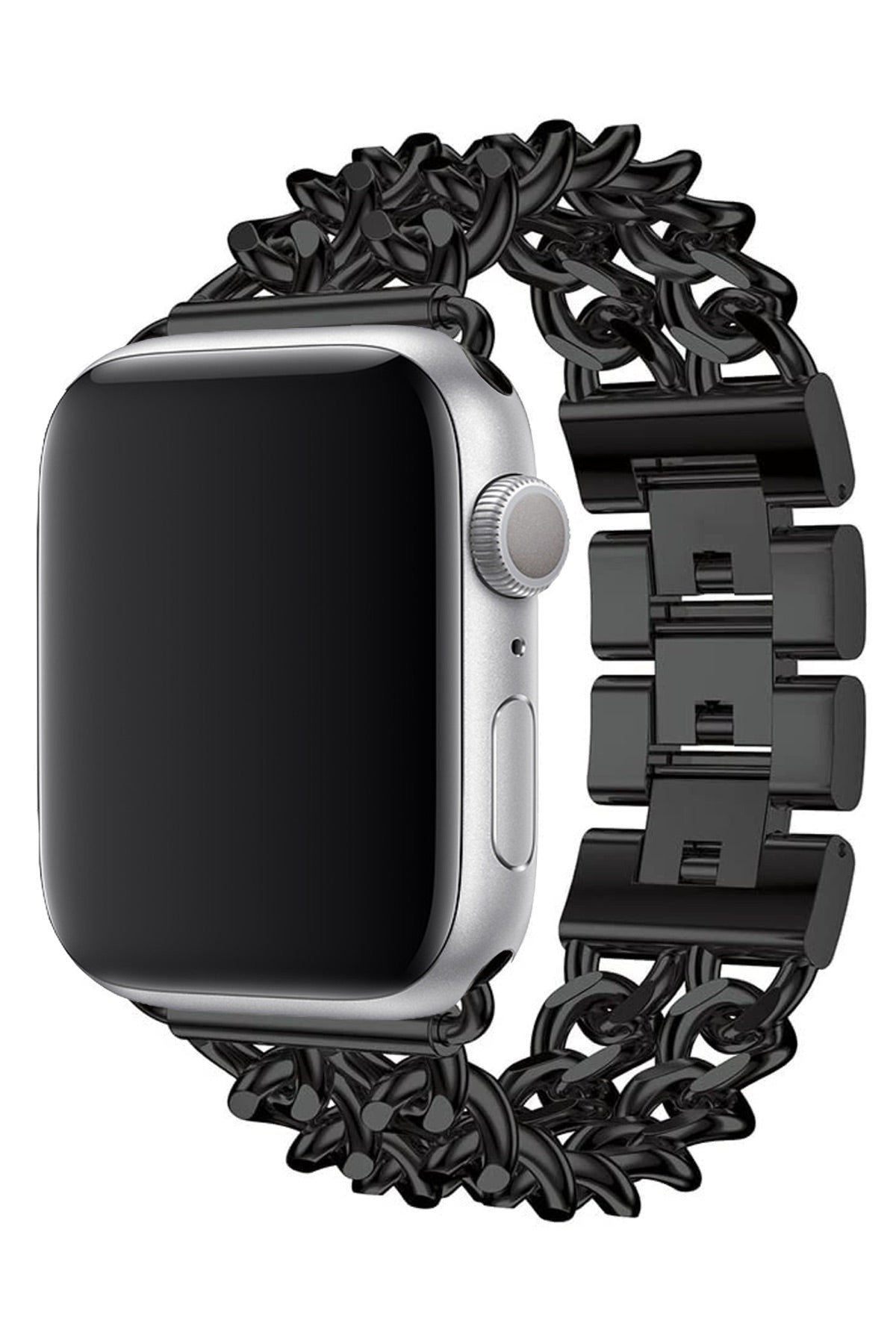 Apple Watch Uyumlu Çelik Zincir Loop Kordon Siyah  bikordon