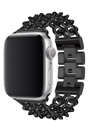 Apple Watch Uyumlu Çelik Zincir Loop Kordon Siyah  bikordon