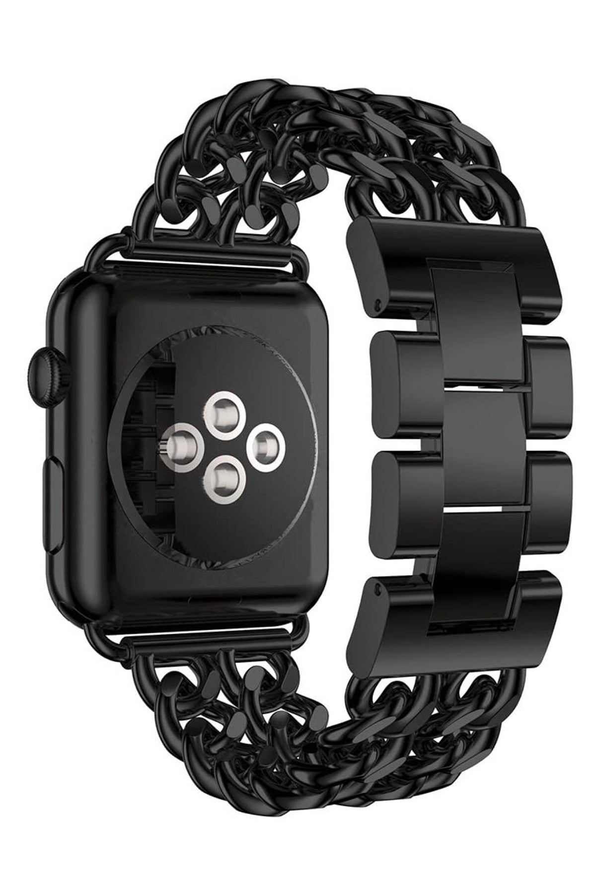 Apple Watch Uyumlu Çelik Zincir Loop Kordon Siyah  bikordon