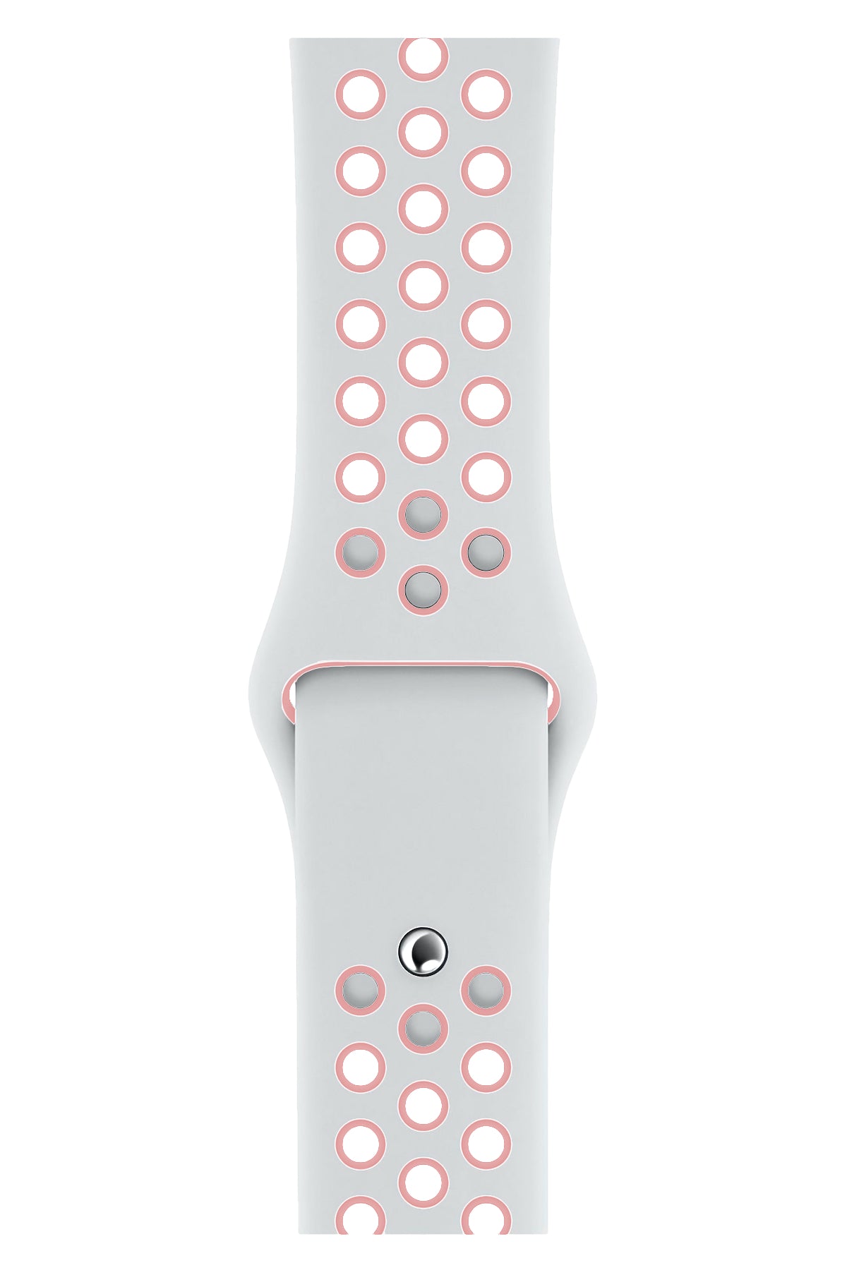 Apple Watch Uyumlu Silikon Delikli Spor Kordon Beyaz Kum Pembe  bikordon