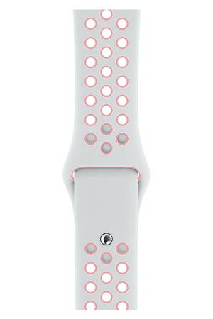 Apple Watch Uyumlu Silikon Delikli Spor Kordon Beyaz Kum Pembe  bikordon