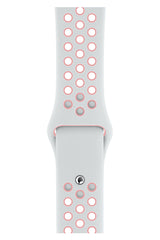 Apple Watch Uyumlu Silikon Delikli Spor Kordon Beyaz Kum Pembe