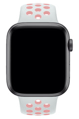 Apple Watch Uyumlu Silikon Delikli Spor Kordon Beyaz Kum Pembe