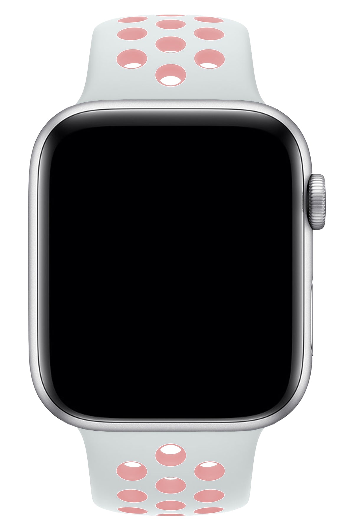 Apple Watch Uyumlu Silikon Delikli Spor Kordon Beyaz Kum Pembe  bikordon