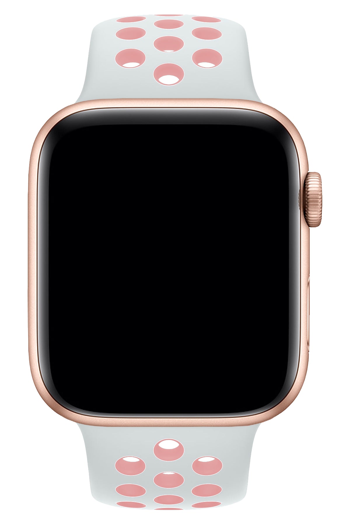 Apple Watch Uyumlu Silikon Delikli Spor Kordon Beyaz Kum Pembe  bikordon