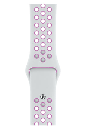 Apple Watch Uyumlu Silikon Delikli Spor Kordon Beyaz Lila  bikordon