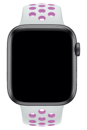 Apple Watch Uyumlu Silikon Delikli Spor Kordon Beyaz Lila
