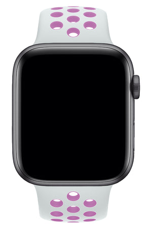 Apple Watch Uyumlu Silikon Delikli Spor Kordon Beyaz Lila  bikordon