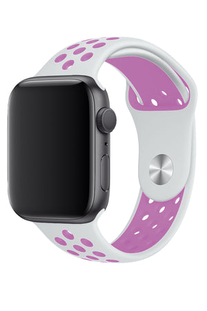 Apple Watch Uyumlu Silikon Delikli Spor Kordon Beyaz Lila  bikordon