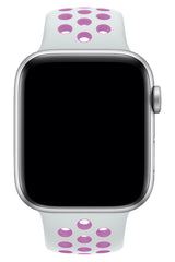 Apple Watch Uyumlu Silikon Delikli Spor Kordon Beyaz Lila