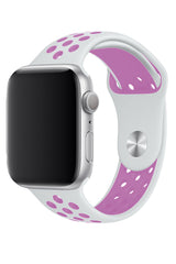 Apple Watch Uyumlu Silikon Delikli Spor Kordon Beyaz Lila