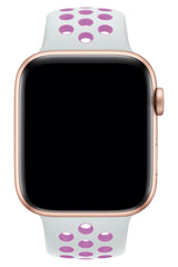 Apple Watch Uyumlu Silikon Delikli Spor Kordon Beyaz Lila