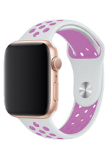 Apple Watch Uyumlu Silikon Delikli Spor Kordon Beyaz Lila