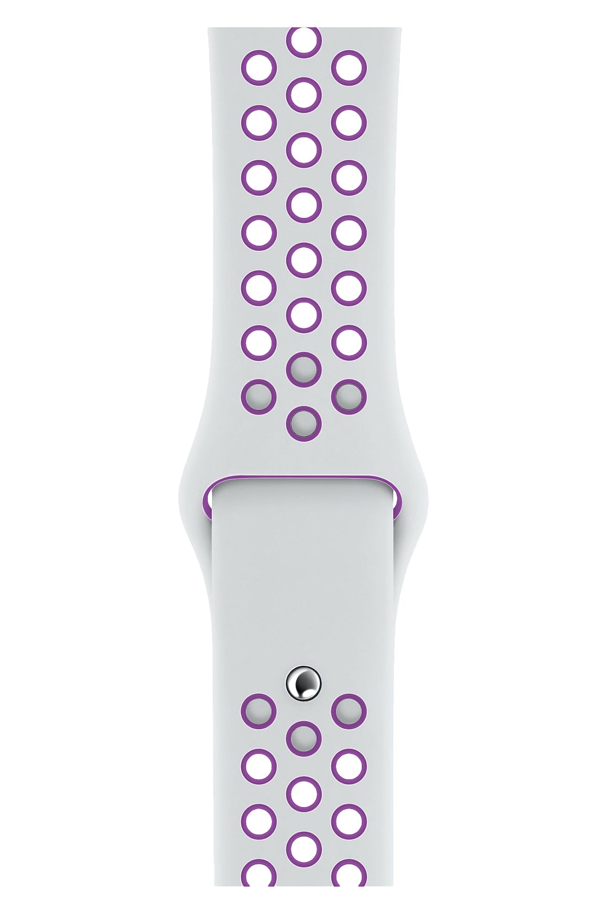 Apple Watch Uyumlu Silikon Delikli Spor Kordon Beyaz Mor  bikordon