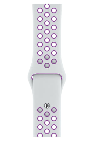 Apple Watch Uyumlu Silikon Delikli Spor Kordon Beyaz Mor  bikordon